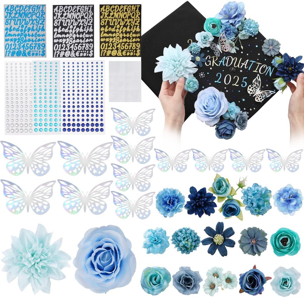 8926 DIY Graduation Cap Decorations Kit Faux Flower Heads Graduacion 2025